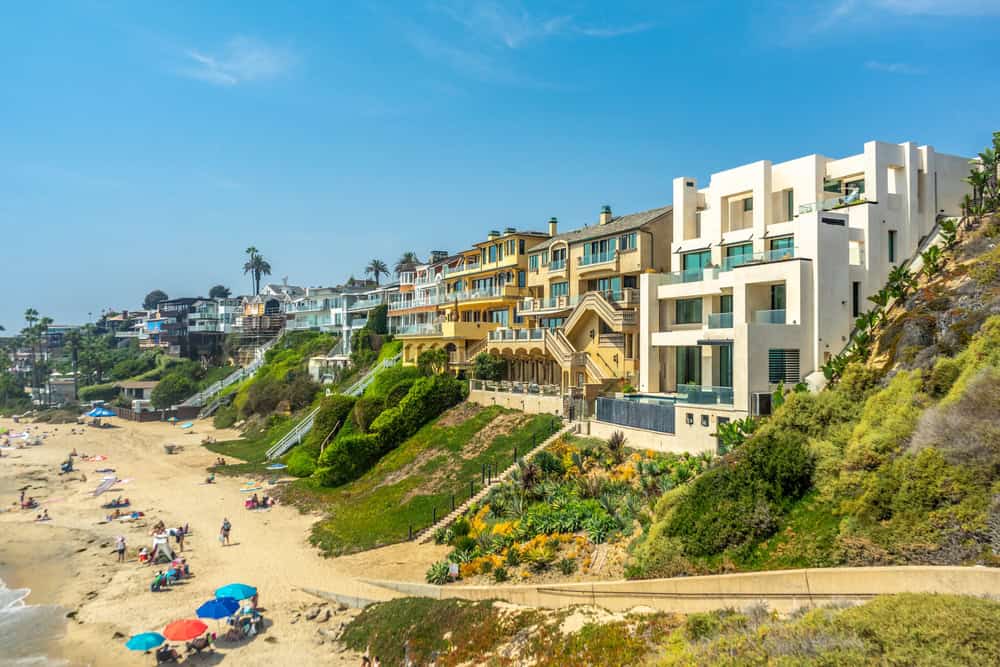 Houses on Corona Del Mar State Beach in Newport, California