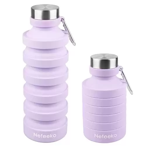 Nefeeko Collapsible Water Bottle, Reuseable BPA Free Silicone Foldable