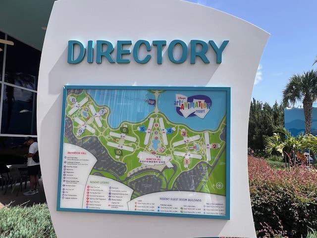 Directory with map of the Art of Animation Hotel