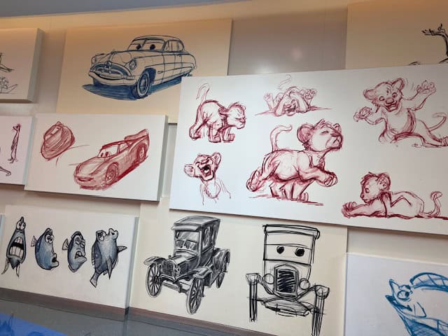 Animation drawings at the Art of Animation resort in Disney World