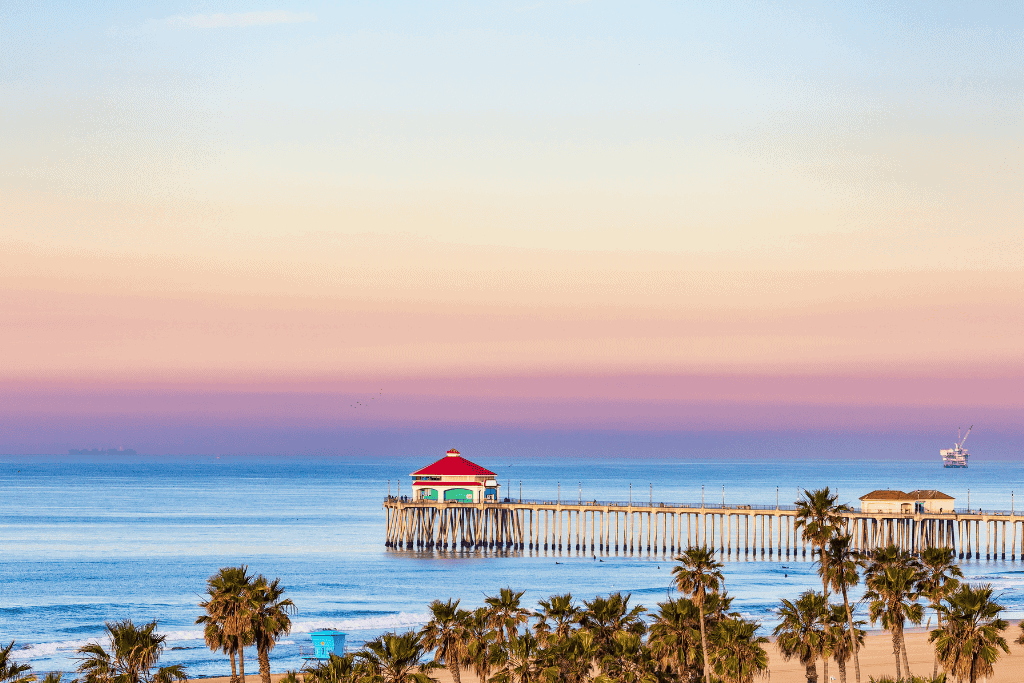 Huntington Beach pier at sunrise