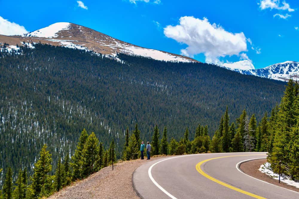 The road up to the summit of Mount Evans in Colorado