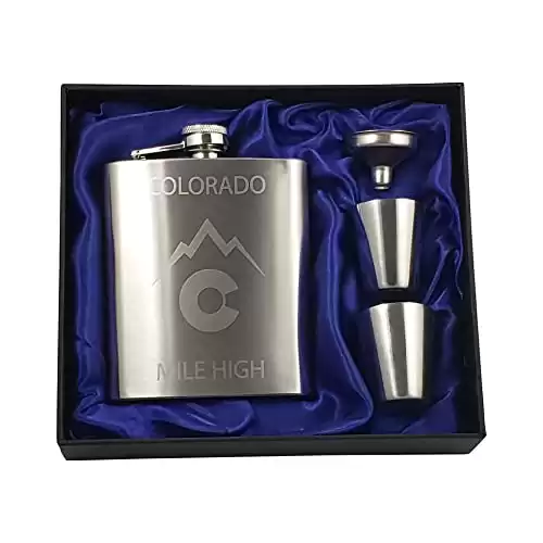 Colorado Mile High 7 oz Flask Gift Set