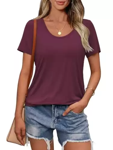 Womens Tops T Shirts Short Sleeve Tees Fashion Trendy Lightweight