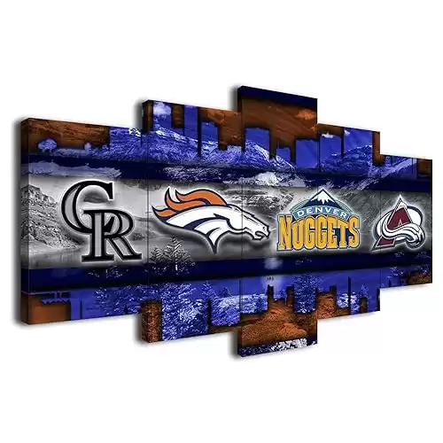 Denver City Sports Team Poster Sports Canvas Wall Art