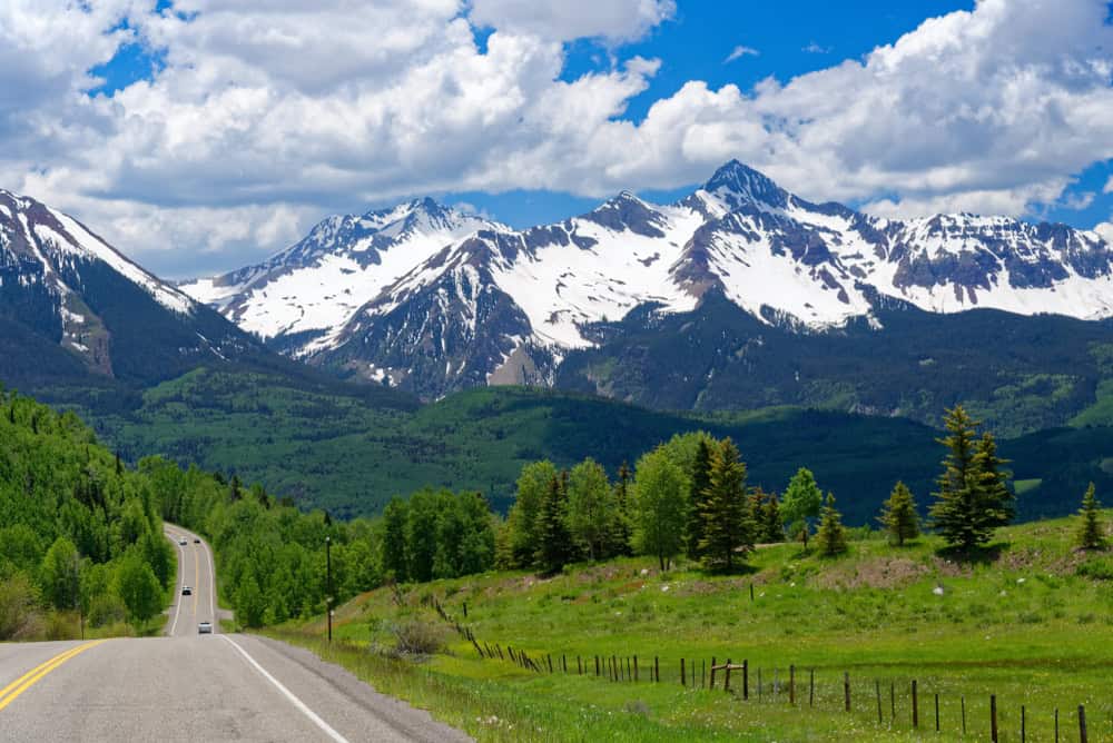 Road going through the San Juan Mountains in Colorado