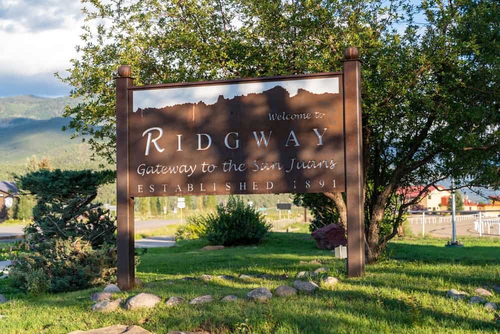 Town sign for Ridgway Colorado 