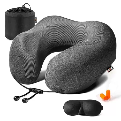 MLVOC Travel Pillow 100% Pure Memory Foam Neck Pillow