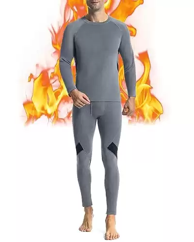 Runhit Mens Thermal Underwear Set：Fleece Lined Long Johns for Men Thermal Shirts and Pants Base Layer Cold Weather Thermals