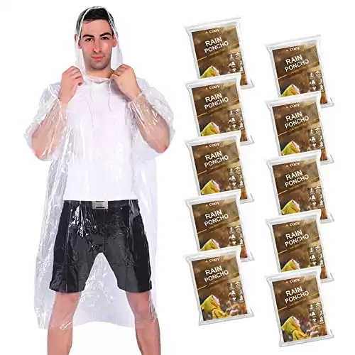 COOY Rain Ponchos,with Drawstring Hood（10 Pack）