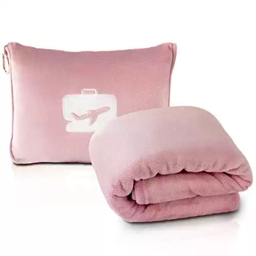 EverSnug Travel Blanket and Pillow - Premium Soft 2 in 1 Airplane Blanket with Soft Bag Pillowcase