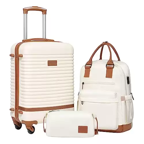 Coolife Suitcase Set 3 Piece Luggage Set Carry On Travel Luggage TSA Lock Spinner Wheels Hardshell Lightweight Luggage Set