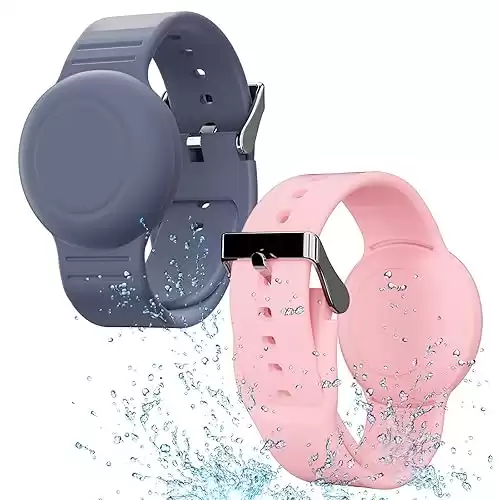 Waterproof Air Tag Bracelet for Kids(2 Pack), Soft Silicone Air Tag Hidden Wristband