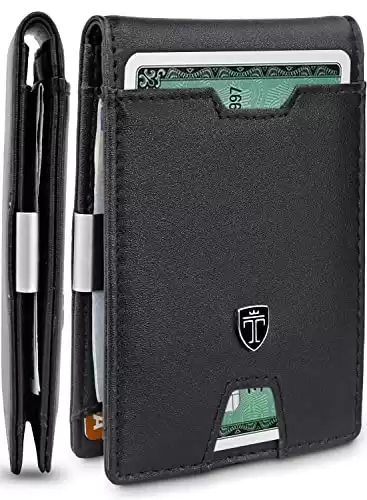 TRAVANDO Mens Slim Wallet with Money Clip AUSTIN RFID Blocking Bifold Credit Card Holder for Men