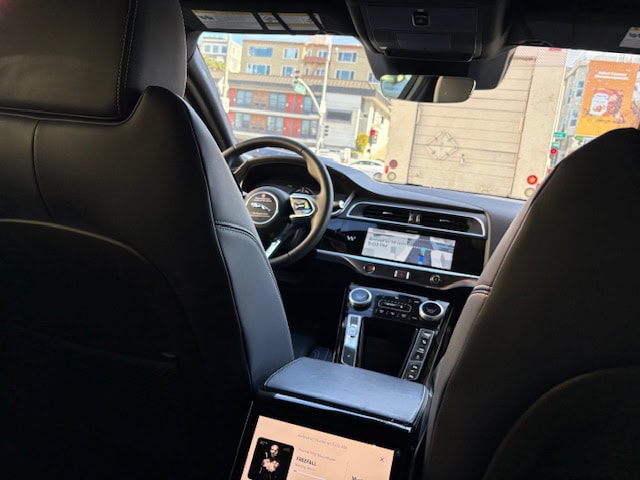 Inside view of the Waymo driverless car.